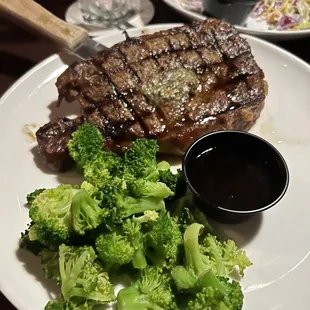 Ribeye Steak with Side of Broccoli  The sauce is again very sweet but it was quite tasty with the slightly salty steak