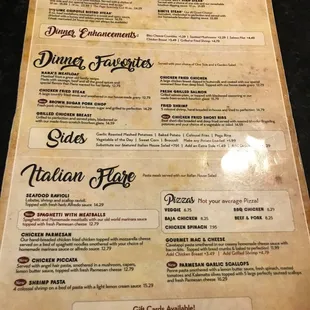 Menu- &quot;Dinner side&quot;