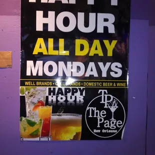 Happy hour Mondays