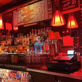 a bar with a lot of liquor