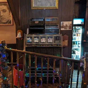 a bar with christmas decorations