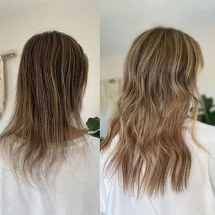 Lived in color and one row of hand tied extensions by Nicole