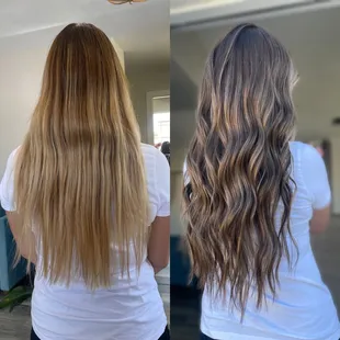 Color correction and one row of hand tied extensions by Nicole