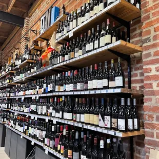  a wall of wine bottles