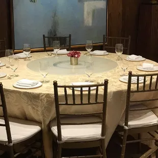 a table set for a formal dinner