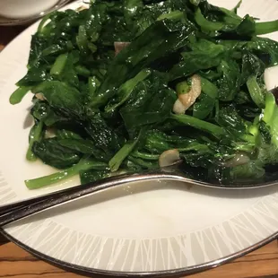 Sautéed pea leaves
