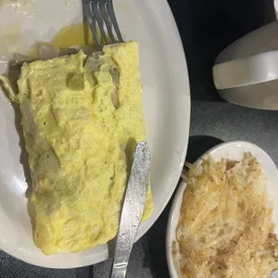 Western omelette and separate order of hash brown