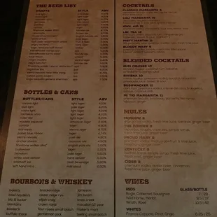 Alcohol Beverage Menu