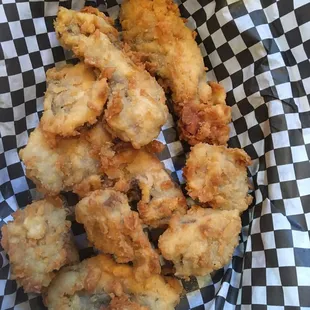 Fried portobello mushrooms served with ranch