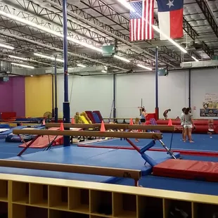 Main gym area. View of balance beams, etc.