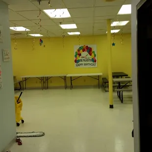 This was the room we had for the birthday festivities after &quot;open gym&quot; time. Nice sized room - lots of tables &amp; options for arrangements.