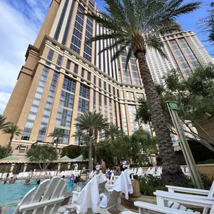a view of the hotel from the pool