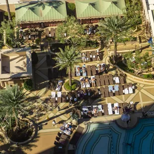 Bird eyes view of the pool deck