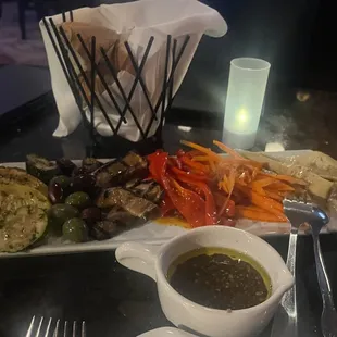 Veggie Antipasti, bread and oil