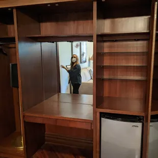 Hidden closet in bridal suite.