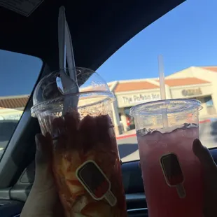 wo drinks in plastic cups