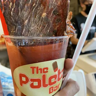 Sandia with Chile Paleta with the mich stuff