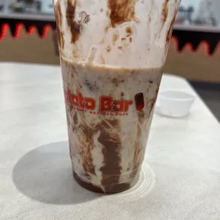 The fruits con crema partially eaten because it was too good to wait to eat!