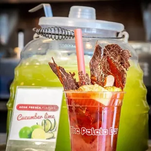 Meatchelada and lime Agua Fresca