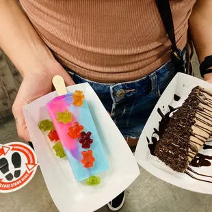 Bubble gum and bears (for the nostalgia) and choc hazelnut w dark choc and Oreos mmmmm