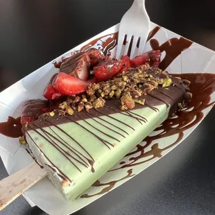 Pistachio with Dark Chocolate Paleta