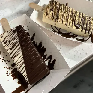 Horchata with dark chocolate and biscoff cookie with graham cracker and chocolate