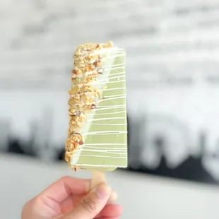 May 2023. White chocolate Matcha green tea w/ mixed nuts