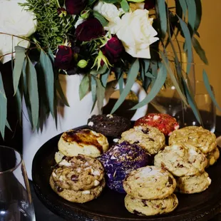 A collection of gourmet cookies that are almost too pretty to eat.