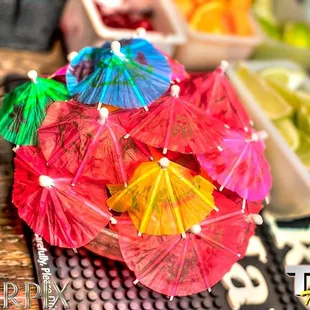 colorful cocktail umbrellas
