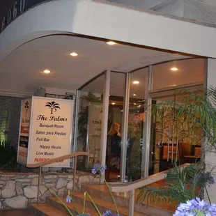 the entrance to the restaurant