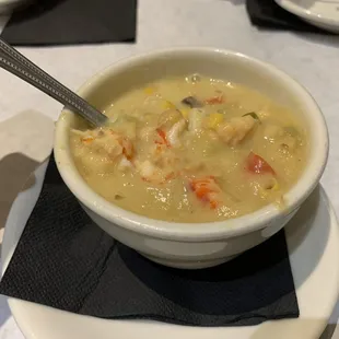 Seafood Bisque (it was actually crawfish and corn chowder)