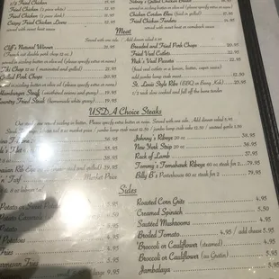 menu