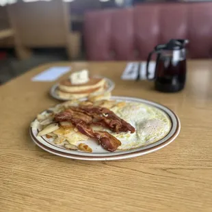 Bacon 4 Strips and Eggs Platter Breakfast