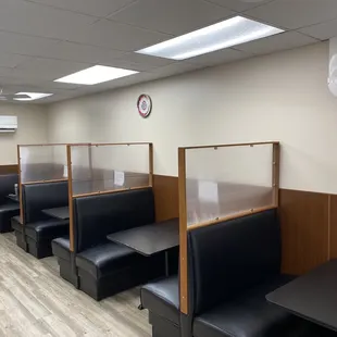 Booths with the plastic dividers