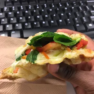 Green Machine. Roasted red peppers added.