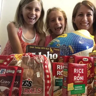 three girls with food