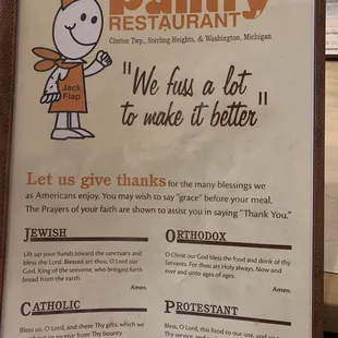 Loved the front of the menu! Well done!