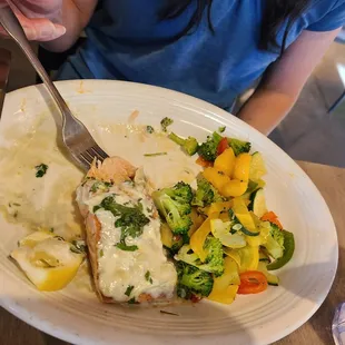 Salmon entree - half eaten sorry!