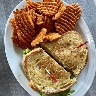 Cod Melt with Sweet Potato Fries