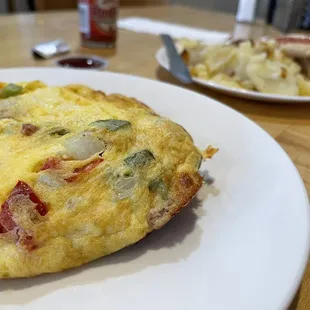 an omelet on a white plate