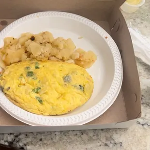 Veggie Omelette and Hashbrowns