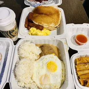 Loco Moco Style Hamburger Steak Special Lumpia ##7. Two Hotcakes and 2 Eggs