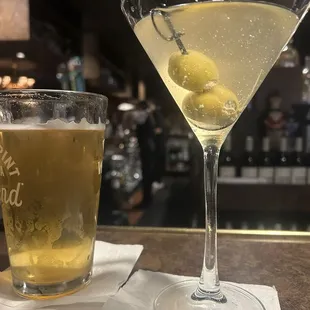 Beer and Dirty Martini