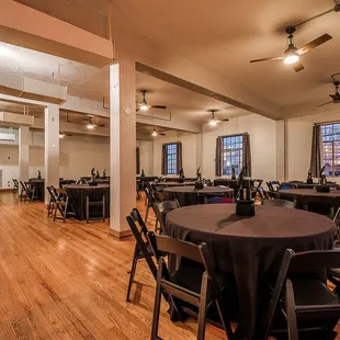tables and chairs set up for a function