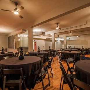 tables and chairs set up for a function