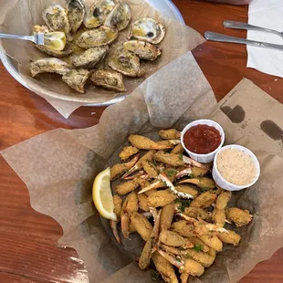 Chargrilled Oysters , Fried Crab Claws