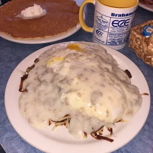 Haystack with sausage gravy...and an awesome pancake