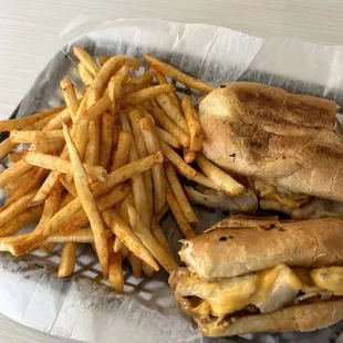 Cheesesteak and fries