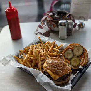 Our signature Park Burger comes with house made pickles, secret sauce, caramelized onions, and American cheese.