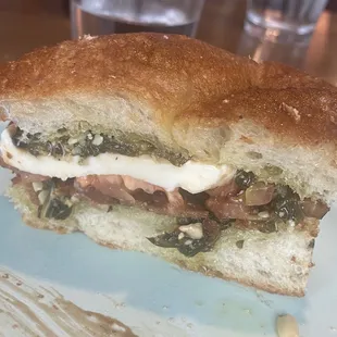 Inside of caprese with bacon